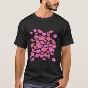 Little Fish Pattern Pink And Blue T-Shirt
