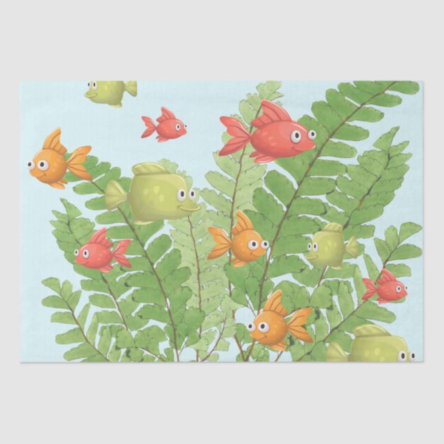 Little Fish Seaweed Colourful Ocean Decoupage  Tis Tissue Paper (Front)