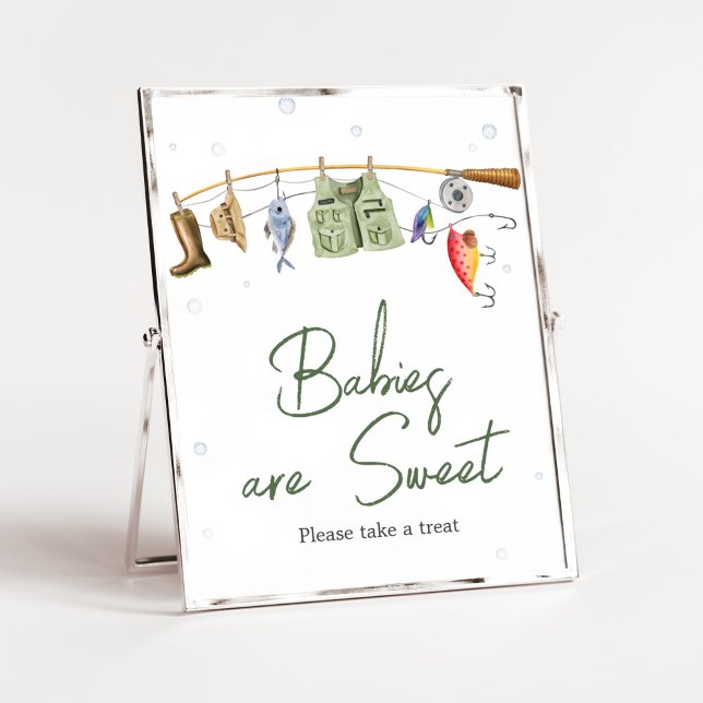 Little Fisherman Baby Shower Babies are Sweet Poster (Boho Fisherman Baby Shower Babies are Sweet Sign)
