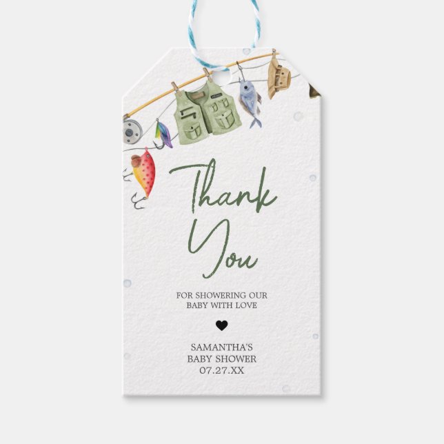 Little Fisherman Baby Shower Favour Tags (Front)
