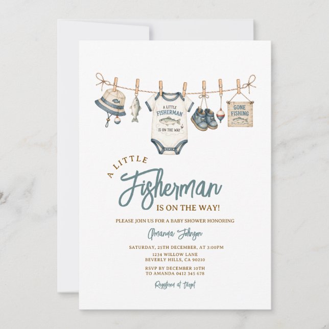 Little Fisherman Baby Shower Invitation (Front)