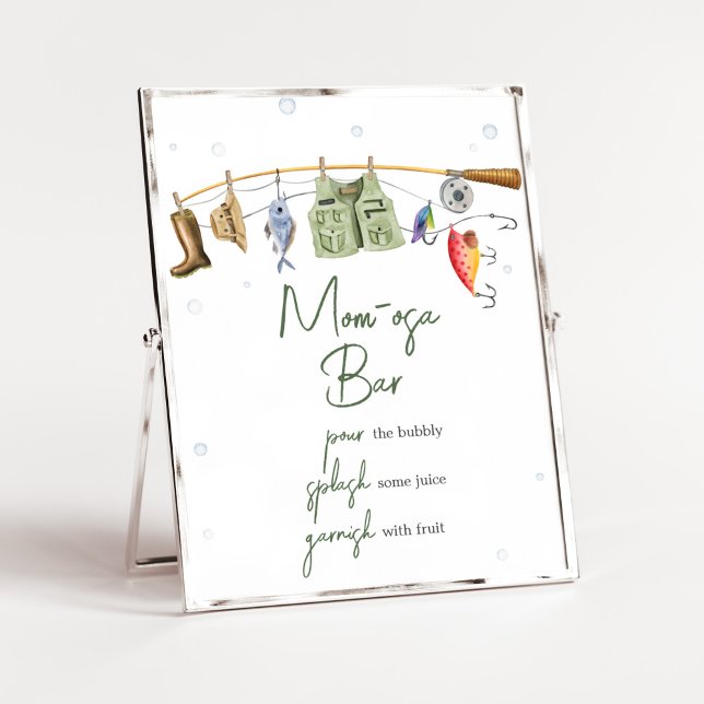 Little Fisherman Baby Shower Mum Osa Bar Poster (Boho Fisherman Baby Shower Mom Osa Bar Sign)