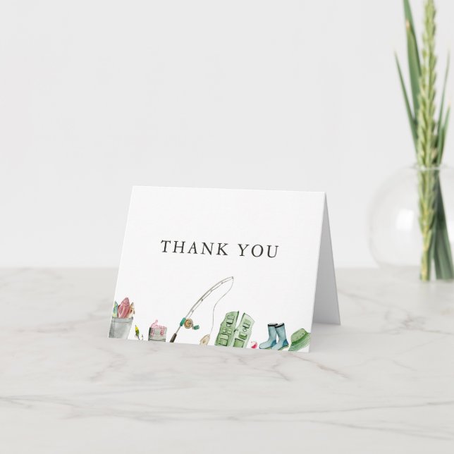 Little Fisherman Baby Shower Thank You Card (Front)
