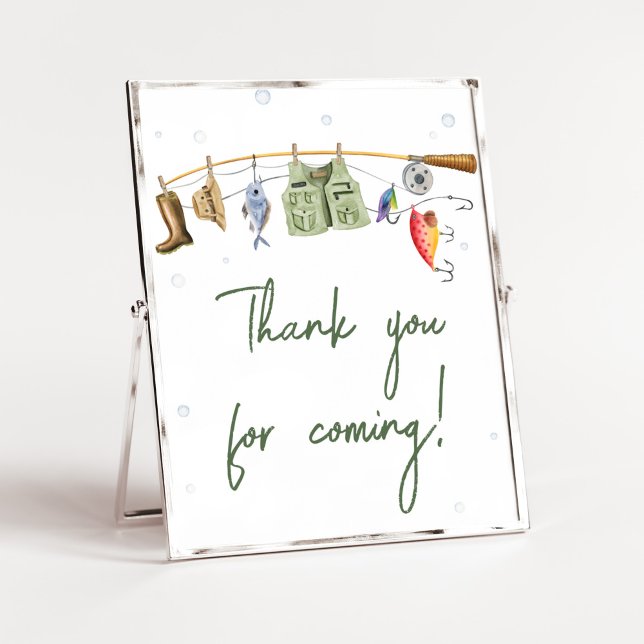 Little Fisherman Baby Shower Thank you for Coming Poster (Boho Fisherman Baby Shower Thank you for Coming Sign)