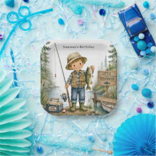 Little Fisherman Boy Birthday Party Paper Plate