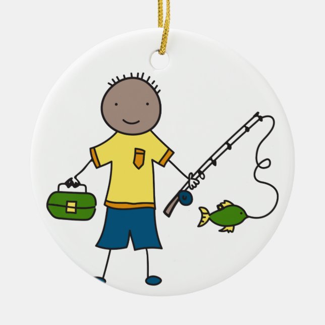 Little Fisherman Ceramic Tree Decoration (Front)