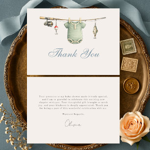 Little Fisherman Clothesline Baby Shower Thank You Card
