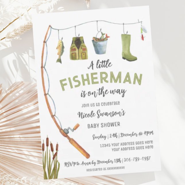 Little Fisherman Fishing Baby Shower Invitation (Creator Uploaded)