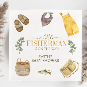 Little Fisherman Fishing Baby Shower Paper Napkins