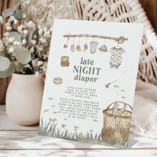 Little Fisherman Fishing Late Night Diaper Pedestal Sign