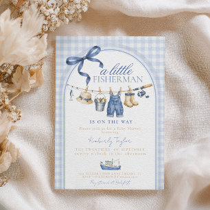 Little Fisherman Fishing Reel Boy Baby Shower Invitation