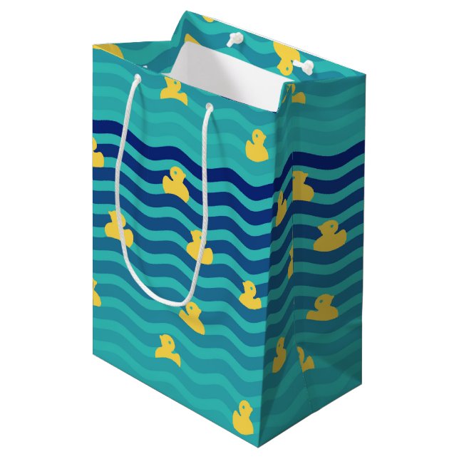 Little Floating Yellow Ducks Medium Gift Bag (Front Angled)