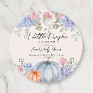 Little Floral Pumpkin Halloween Fall Baby Shower Favour Tags