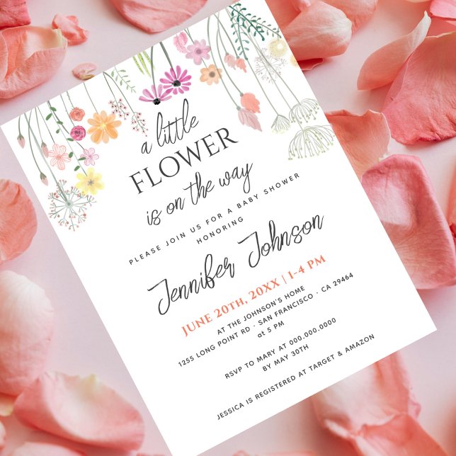 Little Flower Baby Shower Invitation Postcard (Creator Uploaded)