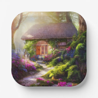 Little Flower Cottage Paper Plate