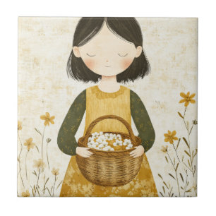Little Flower Gatherer in Meadow Tile
