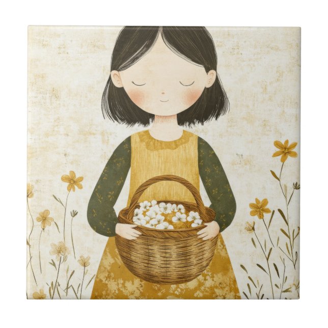 Little Flower Gatherer in Meadow Tile (Front)