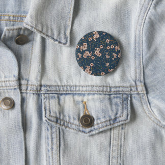Little flowers light blue pattern 6 cm round badge