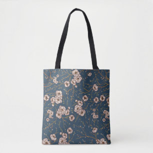Little flowers light blue pattern tote bag