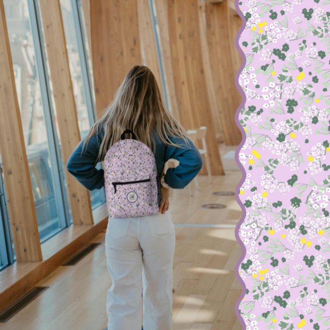 Little Flowers lilac background Printed Backpack (Creator Uploaded)