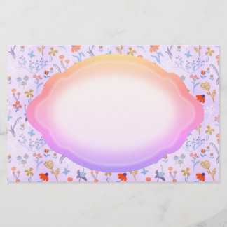 Little flowers pink purple stationery