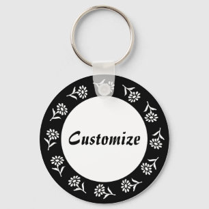 Little Flowers Template - B&W Key Ring
