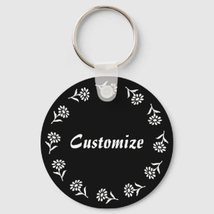 Little Flowers Template - B&W - v2 Key Ring