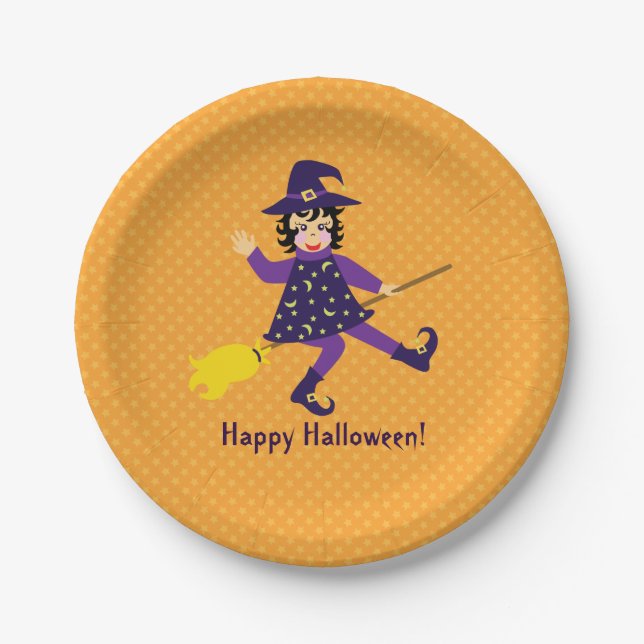 Little flying witch paper plate (Front)