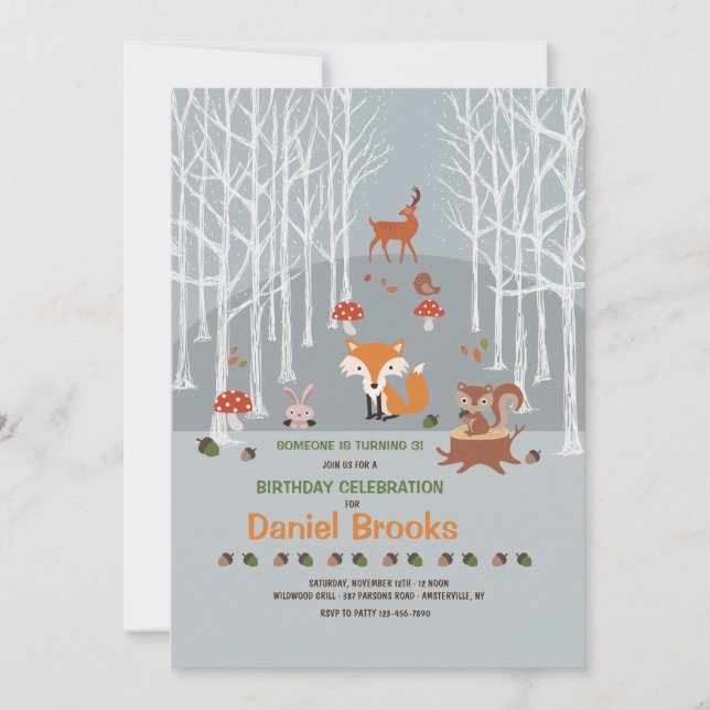 Little Forest Friends Invitation (Front)