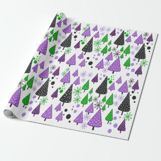 Little Forest Green-Purple wrapping paper