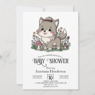 Little Forest Wolf Baby Shower Invitation