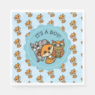 Little Fox and Forest Friends Baby Shower Napkin