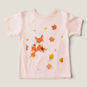 Little Fox & Autumn Leaves Baby T-Shirt"