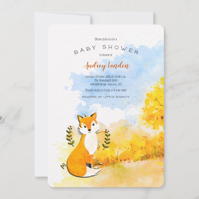 Little Fox Baby Shower Invitation (Front)
