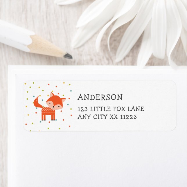 Little Fox Baby Shower return address label (Insitu)