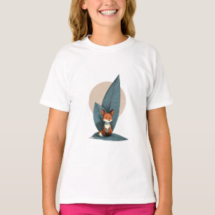 Little Fox Beneath Leaves Kids T-Shirt