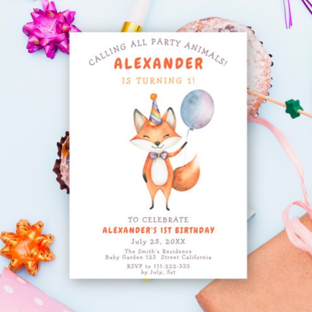 Little Fox Birthday Party Invitation (Creator Uploaded)