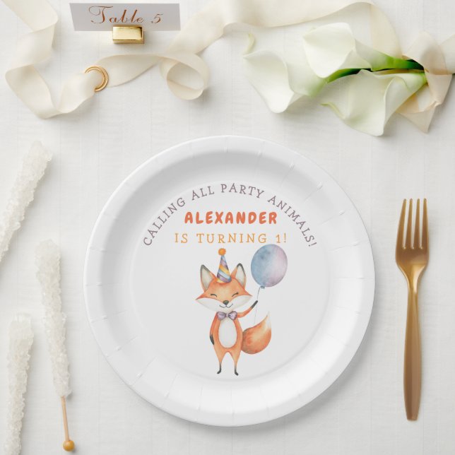 Little Fox Birthday Party Paper Plate (Wedding)