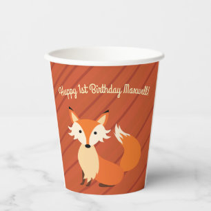 Little Fox Cute Colourful 1st Birthday Party Kids Paper Cups