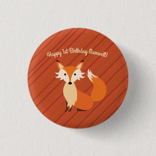 Little Fox Cute Colourful 1st Birthday Party Theme 3 Cm Round Badge