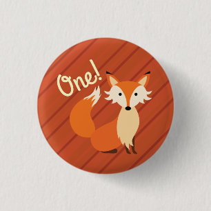 Little Fox Cute Colourful 1st Birthday Party Theme 3 Cm Round Badge