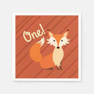 Little Fox Cute Colourful 1st Birthday Party Theme Napkin