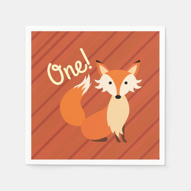 Little Fox Cute Colourful 1st Birthday Party Theme Napkin (Front)