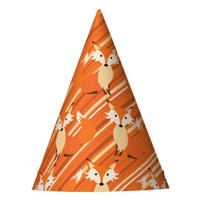 Little Fox Cute Colourful 1st Birthday Party Theme Party Hat (Front)