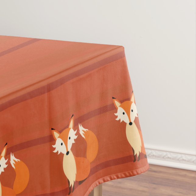 Little Fox Cute Colourful 1st Birthday Party Theme Tablecloth (In Situ)