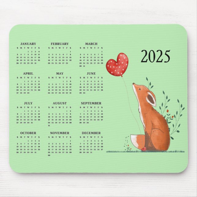 Little Fox Design 2025 Calendar  Mouse Pad (Front)