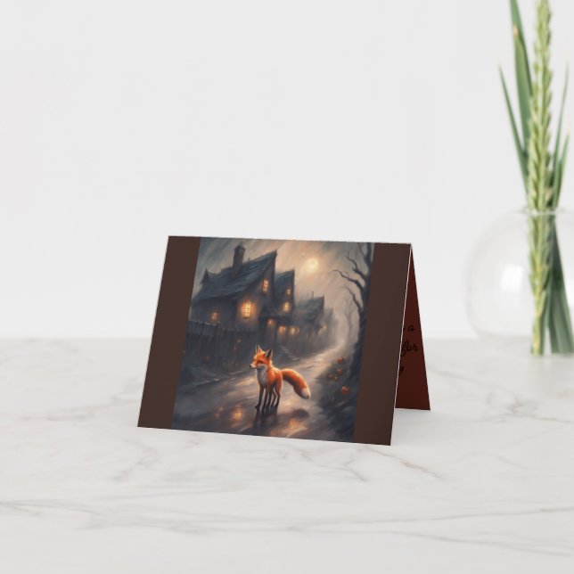 Little Fox Halloween story card whimsical (Front)