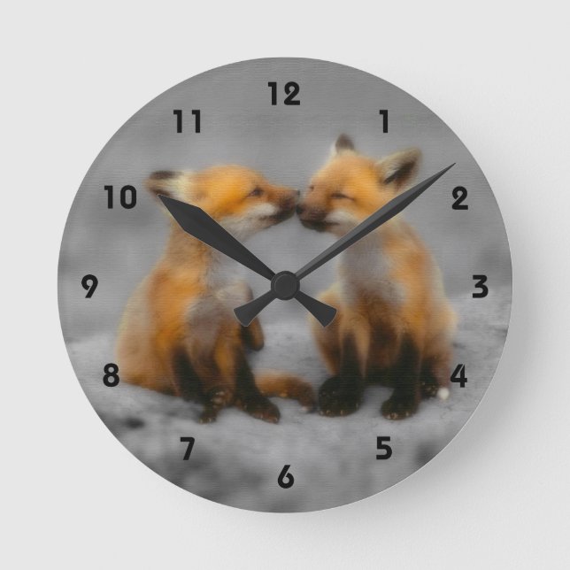 Little Fox Love Round Clock (Front)