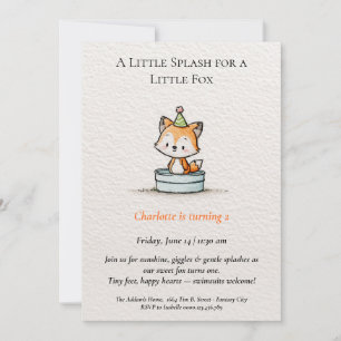 Little Fox Pool Party Birthday Invitation 