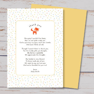 Little Fox thank you note with poem